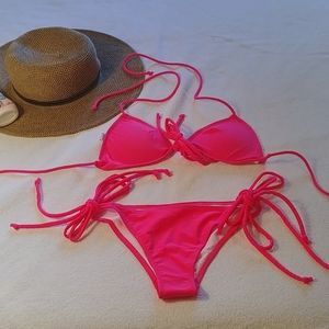 NWOT Hot Pink String Bikini